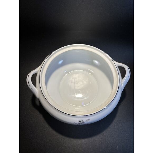 Creative Royal Elegance Fine China Silver Trim Soup Tureen Serving Bowl with Lid - Picture 3 of 7